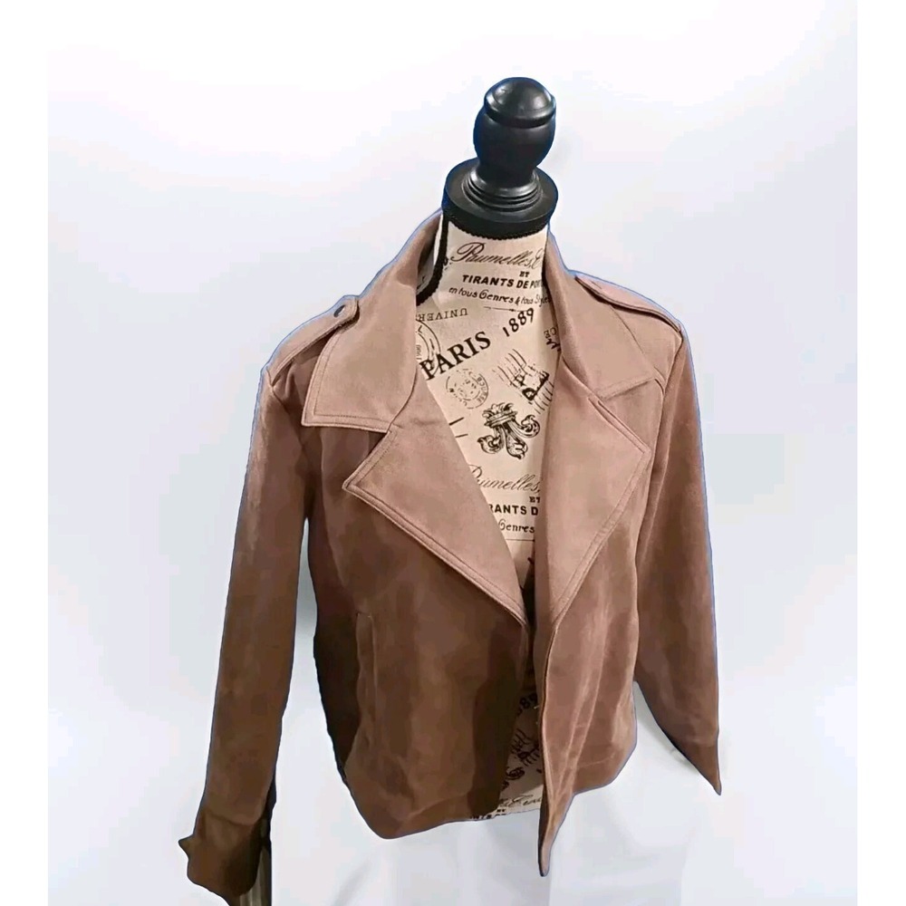 Philosophy Large Double Breasted‎ Mauve Faux Liquid Leather Open Front CL11 - Picture 2 of 10